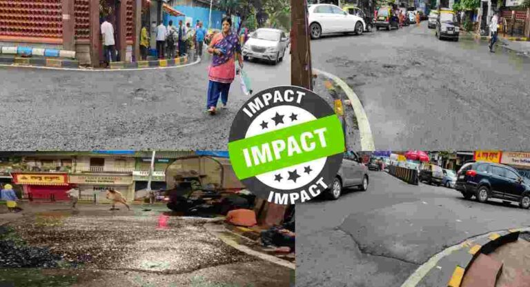 Hindustan Post Impact : दादरच्या गोलदेवळाभोवतीचा खड्डयांचा विळखा अखेर  सुटला